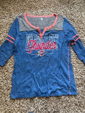 New Era Oklahoma City Thunder Blue Gray Pink Long Sleeve Tee